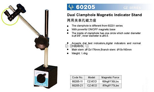 dual clamphole magnetic indicator stand 